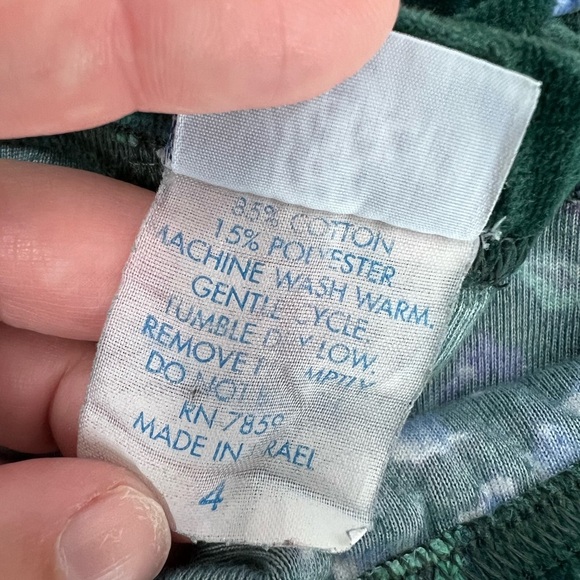 Vintage Floral Velour Leggings Pants The Rugged Bear Green Girls Size 4 - Picture 5 of 5